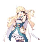  blonde_hair blue_eyes cloak dress gloves long_hair looking_at_viewer official_art pointy_ears princess_connect! saren_(princess_connect!) sword tachi-e thigh-highs transparent_background weapon white_cloak white_gloves 