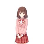  brown_eyes brown_hair jacket looking_ahead looking_at_viewer medium_hair necktie official_art pink_jacket pleated_skirt princess_connect! red_necktie red_skirt school_uniform skirt transparent_background yui_(princess_connect!) 