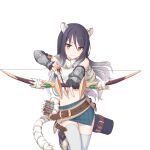  animal_ears arrow_(projectile) black_hair bow_(weapon) cat_ears cat_tail gradient_hair long_hair multicolored_hair official_art princess_connect! shiori_(princess_connect!) tachi-e tail thigh-highs transparent_background vambraces weapon white_hair white_thighhighs 