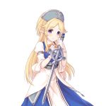  blonde_hair blue_headwear gloves holding holding_sword holding_weapon long_hair looking_ahead looking_at_viewer official_art princess_connect! sword tachi-e transparent_background weapon white_gloves yukari_(princess_connect!) 