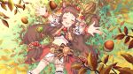 1girl acorn animal_ears brown_hair closed_eyes long_hair lying official_art open_mouth outdoors princess_connect! rin_(princess_connect!) squirrel_girl 
