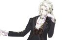  alternate_costume black_suit blonde_hair fate/grand_order fate_(series) formal gloves green_eyes long_hair official_alternate_costume pako_(pakosun) simple_background suit vest white_background white_gloves wolfgang_amadeus_mozart_(fate) 