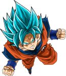  1boy absurdres dougi dragon_ball dragon_ball_super highres muscular muscular_male pants solo son_goku super_saiyan super_saiyan_blue supergoku37 torn_clothes torn_pants transparent_background 