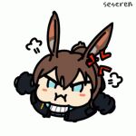 1girl amiya_(arknights) anger_vein animated_gif arknights pout rabbit_ears seseren
