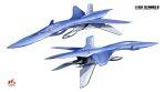  ace_combat ace_combat_3 aircraft airplane asterozoa english_commentary fighter_jet highres jet military military_vehicle multiple_views no_humans r-103_delphinus_iii redesign science_fiction thrusters vehicle_focus vehicle_name white_background 