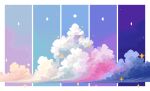  blue_sky clouds jubilee_(8px) moon_phases night night_sky no_humans original pixel_art purple_sky sky sparkle 
