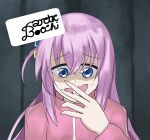  1girl album_cover_redraw artic_monkeys blue_eyes bocchi_the_rock! cigarette derivative_work english_commentary english_text gotou_hitori hair_between_eyes hair_ornament highres holding holding_cigarette long_hair open_mouth pink_hair pink_track_suit scaryyandere smoking sweat 
