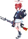  blue_archive blue_eyes gun halo holding holding_gun holding_weapon maki_(blue_archive) medium_hair official_art redhead rifle skirt tachi-e transparent_background weapon 