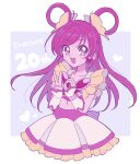  1girl butterfly_brooch butterfly_earrings commentary cure_dream earrings hair_rings highres jewelry long_hair magical_girl midriff open_mouth pink_eyes pink_hair precure skirt smile solo symbol-only_commentary tapi_(pnkt_yksb) v yes!_precure_5 yumehara_nozomi 
