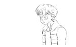  1boy bangs blush collar collared_jacket dragon_ball dragon_ball_super funsexydb graphite_(medium) greyscale highres jacket monochrome open_clothes open_jacket short_hair simple_background solo surprised traditional_media trunks_(dragon_ball) trunks_(future)_(dragon_ball) white_background 