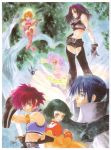  banjo blue_eyes blue_hair coreena_solgente dark_skin farah_oersted green_hair inomata_mutsumi keele_zeibel marone_bluecarno meredy official_art purple_eyes purple_hair quickie redhead rid_hershel tales_of_(series) tales_of_eternia 