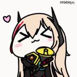 &gt;_&lt; 1girl animated_gif banana_(girls&amp;#039;_frontline) girls_frontline heart hug long_hair m4_sopmod_ii_(girls_frontline) seseren