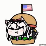 1girl american_flag animated_gif azur_lane hamburger hammann_(azur_lane) pun seseren