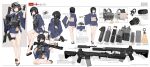  1girl absurdres acog ar-15 assault_rifle bulletproof_vest earpiece english_text flashbang gloves gun highres holding holding_gun holding_weapon japanese_clothes magazine_(weapon) nusisring_tactical rifle shii_nana solo swiss_army_knife tactical_clothes vectorek watch watch weapon 