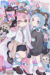  .52_gal_(splatoon) 2girls animal_ears ankle_scrunchie bag bangs bear_ears black_skirt black_sweater blue_eyes blue_hair blue_scrunchie blunt_bangs blush bow brown_footwear brown_hairband brown_sweater bulging_eyes can chain character_doll chips_(food) closed_eyes closed_mouth clothes_around_waist clothes_writing collared_shirt colored_sclera commentary cross drink drinking_straw e-liter_4k_(splatoon) earrings fake_animal_ears fish flat_chest food forehead from_behind gashapon hair_ornament hairband hairclip hand_up heart highres holding holding_weapon inkling inkling_(language) inkling_girl jellyfish_(splatoon) jewelry keychain kneepits latin_cross leg_up light_blush locker long_hair long_sleeves looking_up loose_socks lying milk_carton miniskirt mohawk multiple_girls necktie nose_bubble octoling octoling_girl on_stomach one_eye_closed open_mouth pink_bow pink_eyes pink_hair pink_necktie plastic_bag pleated_skirt pointy_ears potato_chips red_eyes redhead school_uniform scrunchie shirt shoes short_hair sidelocks single_earring single_tooth skirt sleeping smallfry_(splatoon) socks splatoon_(series) splatoon_3 standing standing_on_one_leg star_(symbol) sticker strawberry_milk striped_necktie suction_cups sweater sweater_around_waist tentacle_hair tentacles twintails u_u unitoon v-shaped_eyebrows very_long_hair weapon white_shirt white_socks yellow_sclera 