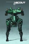  cable chain_gun english_commentary full_body mecha nivanh_chanthara no_humans original robot science_fiction shadow standing straight-on walker 