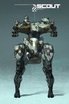  cable chain_gun english_commentary full_body mecha nivanh_chanthara no_humans original robot science_fiction shadow standing straight-on walker 
