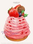  artist_name blueberry brown_background cake christmas food food_focus fruit glint haruna_macpro highres holly icing merry_christmas no_humans original simple_background strawberry twitter_username web_address 