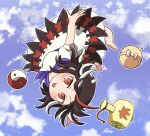  1girl barefoot black_hair blush bomb explosive full_body kijin_seija light_smile miracle_mallet multicolored_hair orb puffy_short_sleeves puffy_sleeves red_eyes redhead rokugou_daisuke shirt short_hair short_sleeves signature skirt solo streaked_hair tongue tongue_out touhou upside-down white_hair white_shirt white_skirt yin_yang yin_yang_orb 