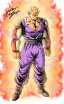  1boy antennae aura cheekbones colored_skin commentary dragon_ball dragon_ball_super dragon_ball_super_super_hero electricity frown full_body highres male_focus muscular muscular_male orange_piccolo orange_skin piccolo pointy_ears red_eyes signature solo youngjijii 