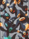  :o alternate_color commentary_request framed grey_background highres kuchiba_(jret2454) looking_at_viewer no_humans open_mouth pokemon pokemon_(creature) red_eyes signature umbreon 