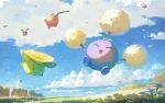  :d closed_eyes closed_mouth clouds commentary_request day evolutionary_line falling_leaves fjsmu flower grass highres hoppip jumpluff leaf no_humans open_mouth outdoors pokemon pokemon_(creature) skiploom sky smile wavy_mouth 