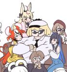  6+girls animal_ears anya_melfissa black_hair blonde_hair brown_hair buffson chibi cleaver dress english_commentary fox_ears fox_girl glasses hakos_baelz hololive hololive_english hololive_indonesia kobo_kanaeru long_hair mouse_ears mouse_girl multicolored_hair multiple_girls muscular nanashi_mumei omaru_polka ouro_kronii pink_hair redhead sitting streaked_hair sunglasses virtual_youtuber white_hair zedd_(zedgawr) 