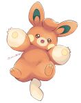  :d brown_eyes commentary full_body momoji_(lobolobo2010) no_humans open_mouth pawmi pokemon pokemon_(creature) simple_background smile solo tongue twitter_username watermark white_background 