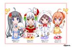  ahoge animal_hood apron ball bangs bell black_hair blue_eyes brown_hair cat_hood chibi flower gokotai_yoshimitsu gotou_toushirou_(tenka_hyakken) grey_hair hair_bell hair_flower hair_ornament hairclip hat holding holding_ball holding_spoon hood long_hair midare_toushirou_(tenka_hyakken) multicolored_hair namazuo_toushirou_(tenka_hyakken) orange_apron orange_hair paw_pose pink_eyes ponytail sack santa_costume santa_hat short_hair shouji_ayumu spoon swimsuit tenka_hyakken tiger tiger_cub twintails two-tone_hair very_long_hair violet_eyes white_hair white_tiger yellow_eyes 