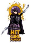  butcherboy cape english engrish gloves green_eyes hit-girl kick-ass mask polearm purple_hair ranguage skirt weapon 