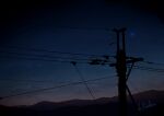  alu.m_(alpcmas) clouds commentary_request evening gradient_sky landscape mountain mountainous_horizon night night_sky no_humans open_mouth original power_lines scenery signature silhouette sky star_(sky) utility_pole 