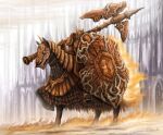  1boy armor axe battle_axe draconic_tree_sentinel elden_ring highres holding holding_weapon horseback_riding knight portrait riding shield solo weapon yihanxu 