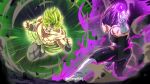  2boys angry artist_name aura battle biceps black_bodysuit blank_eyes bodysuit boots bracer broly_(dragon_ball_super) cape charging_forward clenched_hands collarbone commentary_request commission debris dragon_ball dragon_ball_super dragon_ball_super_broly earrings energy english_commentary fur_cape gloves green_cape green_hair hands_up highres horang4628 jewelry korean_commentary legendary_super_saiyan looking_at_another male_focus mixed-language_commentary multiple_boys muscular muscular_male open_mouth pants pectorals purple_hair scar scar_on_cheek scar_on_chest scar_on_face scratches sleeveless sleeveless_bodysuit spiky_hair super_saiyan teeth topless_male torn_bodysuit torn_clothes twitter_username ultra_ego_(dragon_ball) v-shaped_eyebrows vegeta waist_cape white_footwear white_gloves 