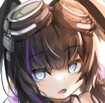  animal_ears bare_shoulders black_hair blue_archive blue_eyes breasts dog_ears dog_tags gibum3001 goggles goggles_on_head hibiki_(blue_archive) highres medium_breasts medium_hair purple_hair simple_background white_background 