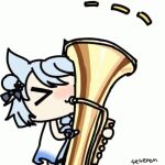 &gt;_&lt; 1girl animal_ears animated_gif azur_lane fubuki_(azur_lane) seseren trumpet