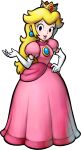  1girl absurdres blonde_hair crown dress earrings elbow_gloves gloves highres jewelry long_hair looking_at_viewer mario_&amp;_luigi_rpg mario_&amp;_luigi_rpg_(style) official_art pink_dress super_mario_bros. transparent_background white_gloves 