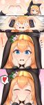  absurdres animal_ears animal_hood blue_archive blue_eyes blush cat_ears cat_hood hand_on_another&#039;s_face highres hood mari_(blue_archive) nun redhead smile yolo_generations 