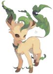  absurdres animal_focus artist_name brown_eyes closed_mouth full_body hideko_(l33l3b) highres leaf leafeon looking_at_viewer no_humans pokemon pokemon_(creature) signature simple_background solo standing twitter_username white_background 