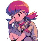  1girl blush commentary crying hair_ornament hairclip long_hair ok_ko19 pink_eyes pink_hair pokemon pokemon_(game) pokemon_hgss short_shorts short_sleeves shorts solo twintails white_background whitney_(pokemon) 