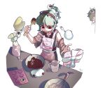  3others androgynous apron black_hair brown_eyes candle chocolate_making detached_sleeves fork green_hair holding holding_fork holding_spatula icing len&#039;en light_brown_hair multiple_others ogata_garaiya para&#039;s_siblings para_(len&#039;en) pastry_bag peeking pink_apron red_eyes s910a_ib6 short_hair spatula taira_no_chouki valentine 