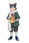  akimichi_choji brown_hair chips closed_eyes earrings eating food male naruto sandals scarf short_hair simple_background solo transparent_background vector 