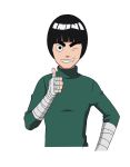  black_eyes black_hair bondage grin looking_at_viewer male naruto rock_lee short_hair simple_background solo thick_eyebrows thumbs_up transparent_background vector 