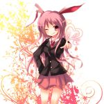  :q blazer bunny_ears hand_on_hip heart ke-a-ru long_hair necktie pink_eyes pink_hair pleated_skirt pointing rabbit_ears reisen_udongein_inaba skirt smile solo tongue touhou wink 