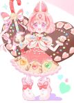  1girl blush boots bow bracelet candy candy_cane chai_dame_neee cookie dress food food-themed_clothes full_body gloves heart highres holding holding_candy holding_candy_cane holding_food jewelry looking_at_viewer magia_record:_mahou_shoujo_madoka_magica_gaiden mahou_shoujo_madoka_magica official_alternate_costume open_mouth pink_eyes pink_footwear pink_hair puffy_short_sleeves puffy_sleeves sawa_sudachi short_hair short_sleeves smile solo sparkle standing sweets white_gloves 