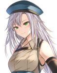  1girl beret eiyuu_densetsu green_eyes hat kanpyou_(hghgkenfany) kuro_no_kiseki long_hair portrait sen_no_kiseki simple_background solo upper_body white_background white_hair 