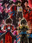  4boys abs absurdres armor aura black_eyes black_hair black_shirt blue_eyes brown_hair clenched_hand commentary_request crossed_arms dragon_ball dragon_ball_heroes dual_persona earrings frown gloves gogeta gogeta_(xeno) highres hiro_(udkod1ezlyi2flo) jewelry male_focus metamoran_vest multiple_boys muscular muscular_male pectorals potara_earrings redhead shirt smile son_goku son_goku_(xeno) super_saiyan super_saiyan_4 t-shirt tight tight_shirt vegeta vegeta_(xeno) vegetto vegetto_(xeno) white_gloves widow&#039;s_peak yellow_eyes 