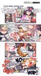  5girls absurdres ahoge aningay apron bangs betty_(girls&#039;_frontline_nc) black_hair blonde_hair blue_eyes blush blush_stickers braid braided_ponytail breasts brown_dress character_request chibi choco_(girls&#039;_frontline_nc) chocolate copyright_name de_lacey_(girls&#039;_frontline_nc) dress english_commentary english_text eyewear_on_head girls&#039;_frontline_neural_cloud green_hair hair_between_eyes hair_ornament hat highres indoors large_breasts long_hair looking_at_another mechanical_tail multicolored_hair multiple_girls open_mouth pink_hair pixiv_id second-party_source smile sound_effects speech_bubble streaked_hair sunglasses symbol-shaped_pupils tail upper_body vee_(girls&#039;_frontline_nc) violet_eyes 