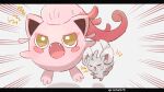  :o blush_stickers chira_(riiche573) commentary_request fangs letterboxed minccino no_humans open_mouth pokemon pokemon_(creature) scream_tail shouting twitter_username watermark white_background yellow_eyes 