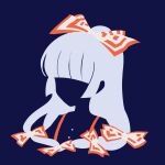  1girl bangs blending blue_background bow faceless flat_color fujiwara_no_mokou hair_bow highres hime_cut limited_palette maskin_mei no_lineart portrait sidelocks silhouette simple_background solo suspenders touhou white_hair 