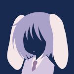  1girl animal_ears blending blue_background character_request check_character collared_shirt flat_color highres jacket limited_palette maskin_mei necktie no_eyes no_lineart portrait rabbit_ears rabbit_girl red_necktie reisen_(touhou_bougetsushou) shirt silhouette simple_background solo touhou 